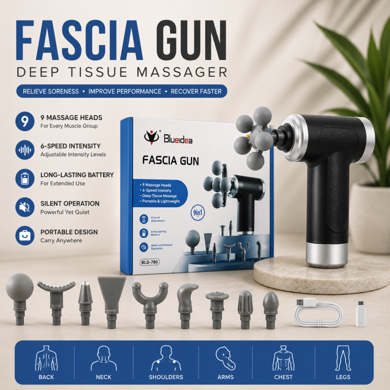 Fascia Massage Gun provides deep tissue massage with multiple massage heads and adjustable speed levels, helping you recover faster after workouts or a long day. Stay active, stay relaxed