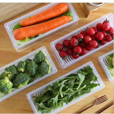 Fridge Organizers Storage Box Set, Freezer Containers With Removable Drain Plate, Kitchen Refrigerator Container For Vegetables, Food, Fish 1500 ML
