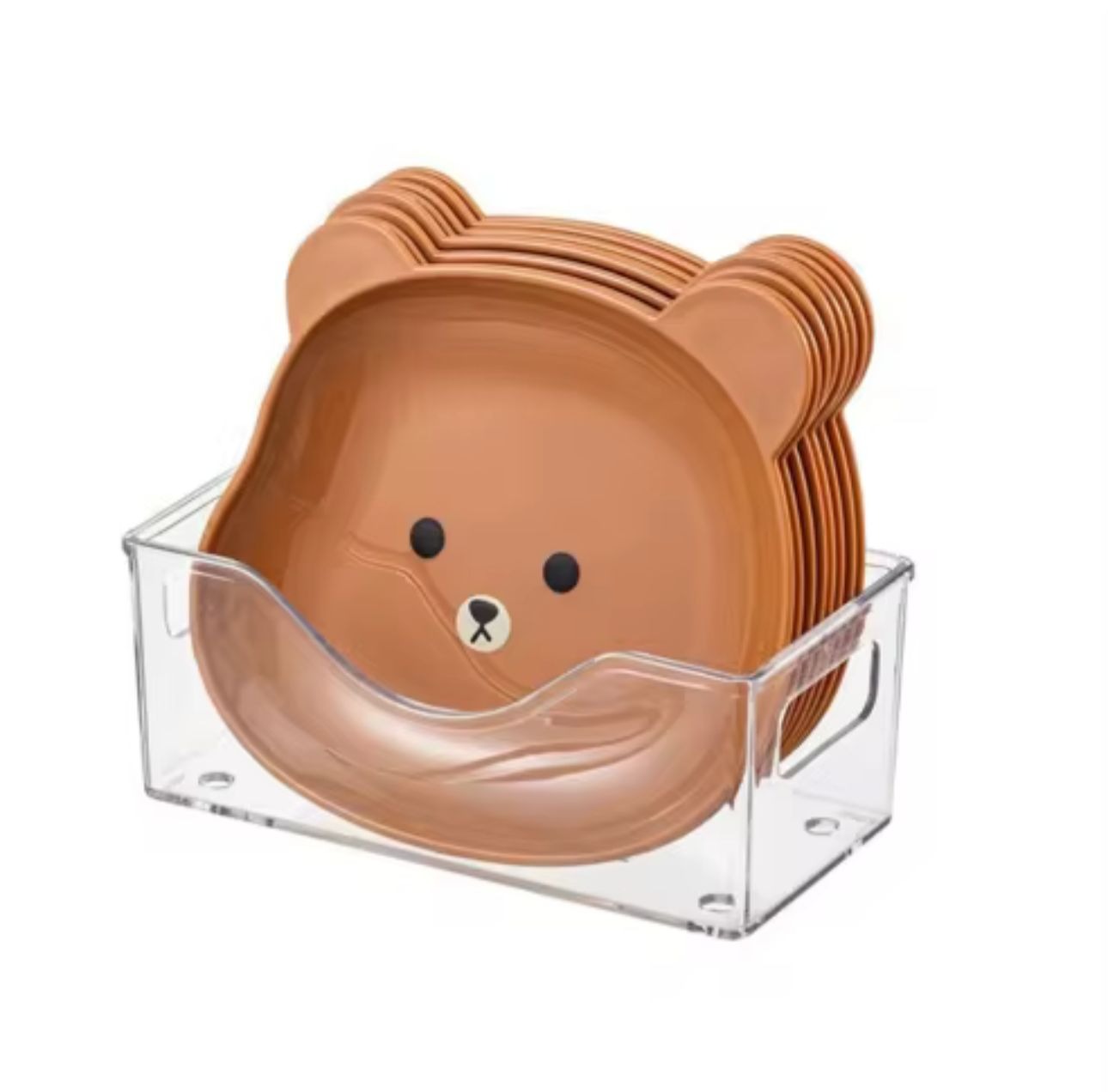 8pcs Cartoon Bear Tableware Set – Cute Bowls & Plates for Breakfast, Snacks, and Desserts (Random Color) - Image 2