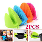 2 pcs Silicon pot holder - silicon oven mitts , heat resistant gloves , kitchen accessories anti slip baking mitts , silicon hot pot holders , best Kitchen tool