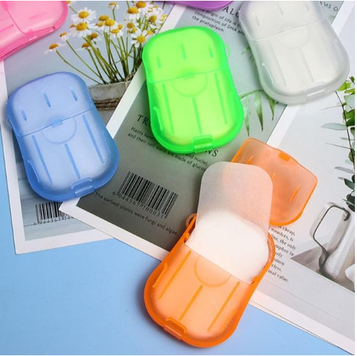 Travel Soap Paper 20pcs Mini Paper Soap Washing Hand Bath Clean Scented Slice Sheets Good for Camping BBQ Hiking Travel or Any Outdoor Activity
