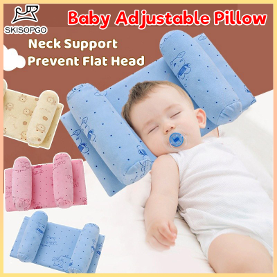 Adjustable Baby Head Shaping Pillow Soft Memory Foam Infant Pillow for Flat Head Prevention, Anti-Roll, Anti-Twist, Neck & Spine Support – Newborn Sleeping Positioner Cushion for Crib, Cot, Bed, Bassinet, Car Seat, Stroller – Breathable & Portable Random