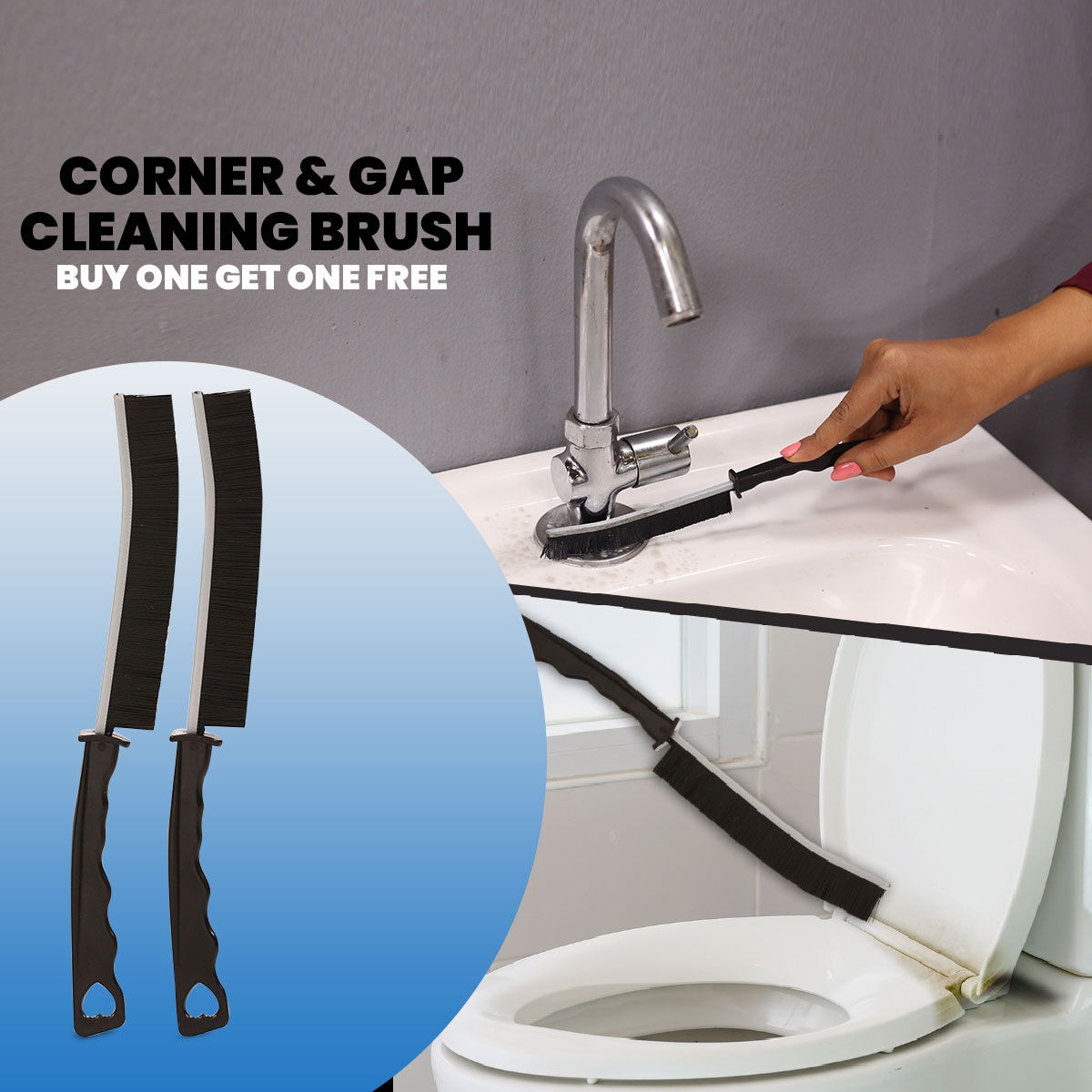 2 Pcs Gap Cleaning Brush Hard Bristle Crevice Cleaning Brush, Bathroom Gap Cleaning Brush, Long Strip Crevice Cleaning Tool, Bathroom Scrub Brush Small Gap Brush for Dead Corners, Showers, Kitchens