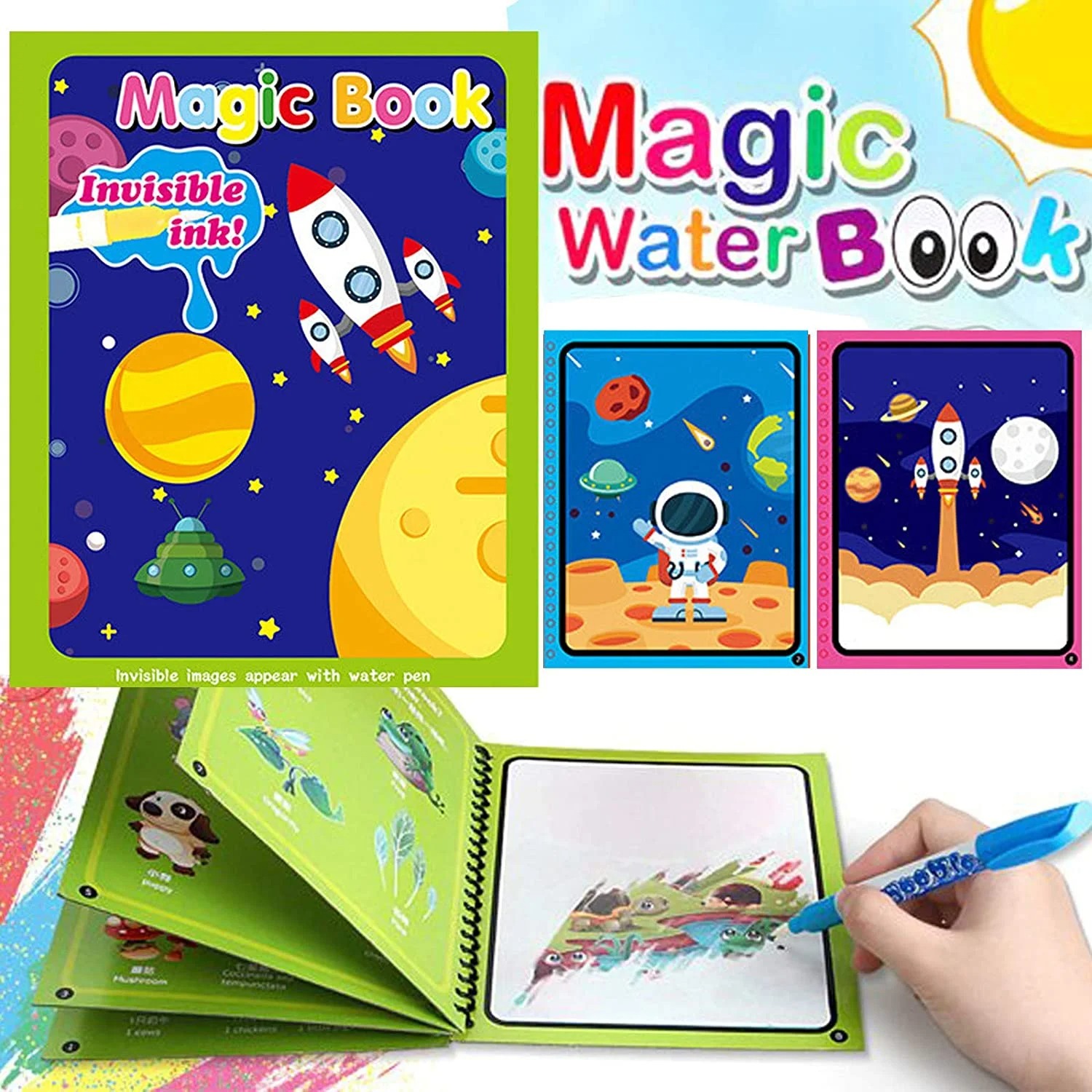 Magic Water Book Painting Drawing Coloring Board Book Doodle & Magic Water Pen