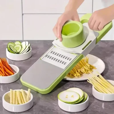 Vegetable Cutter | 5 in 1 Multifunctional Vegetable and Fruit Slicer | Stainless Steel Mandoline Chopper and Cutter One piece free wall hook sticker
