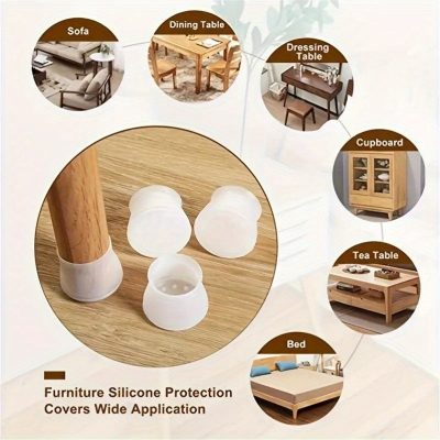 4 PCS Silicone Furniture Chair Legs Protectors Covers Silicon Chair Leg Caps Round & Square Table Feet Cover Anti-Slip Floor Protection Cover Prevents Scratches And Noise, Give Good Protection To Floor Protector Chair Legs Rubberhair Stopper