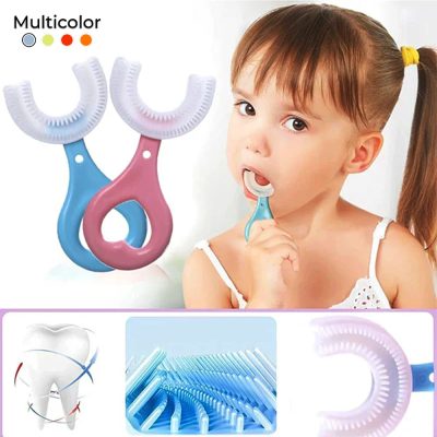 Silicone 360 Degree U Shaped Toothbrush For Kid Baby Children Manual Teeth Whitening Toothbrush Children's Teeth Cleaning Brush (Color: Random)