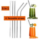 Straw stainless steel ,Reusable straw with brush ,5 in 1 pack
