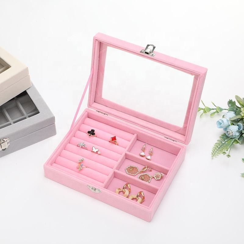 Fashion Portable Velvet Jewelry Ring Jewelry Display Organizer Box Tray Holder Earring Jewelry Storage Case Showcase - Image 3