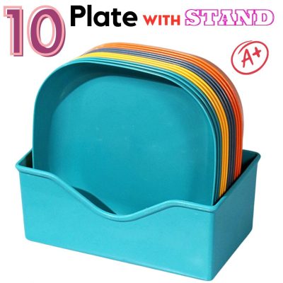 10 Creative Plates with Stand Multi-function Spit Bone Dish Household Plastic Spit Bone Dish Round Square Set