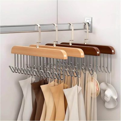 Multifunctional Non-Slip U-Shaped Wooden Clothes Hanger – Space Saving Hanger for Tank Tops, Bras, Underwear & Socks