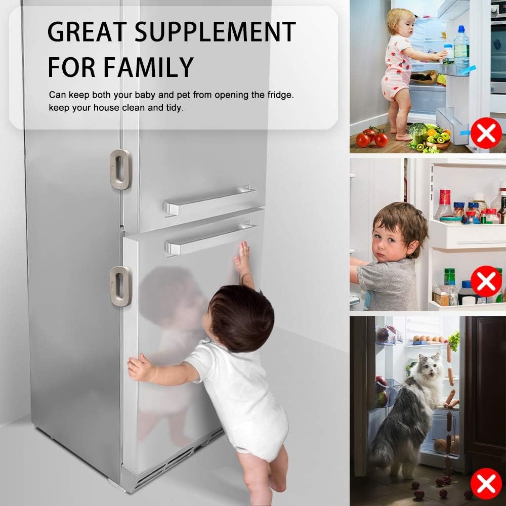 Child Safety Refrigerator Lock Multi-Purpose Cabinet, Drawer & Oven Door Latch Easy Install Adhesive Lock for Kids Security