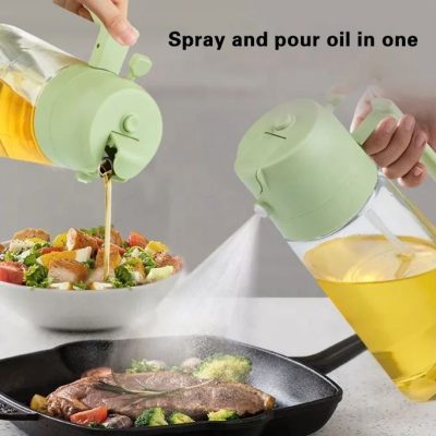 2-in-1 Sprayable & Pourable Oil Bottle Large Capacity / Press Injection Pot / New Style Oil Bottle for Kitchen