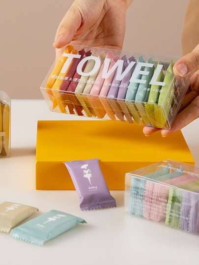 PACK OF 14 Pcs Disposable Travel Towels Compressed Facial Wipe Compact Tablet Mini Wipes Wipe Square Wipes Tissues Convenient Towels