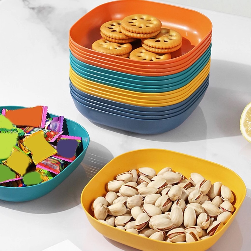 10 Creative Plates with Stand Multi-function Spit Bone Dish Household Plastic Spit Bone Dish Round Square Set - Image 7