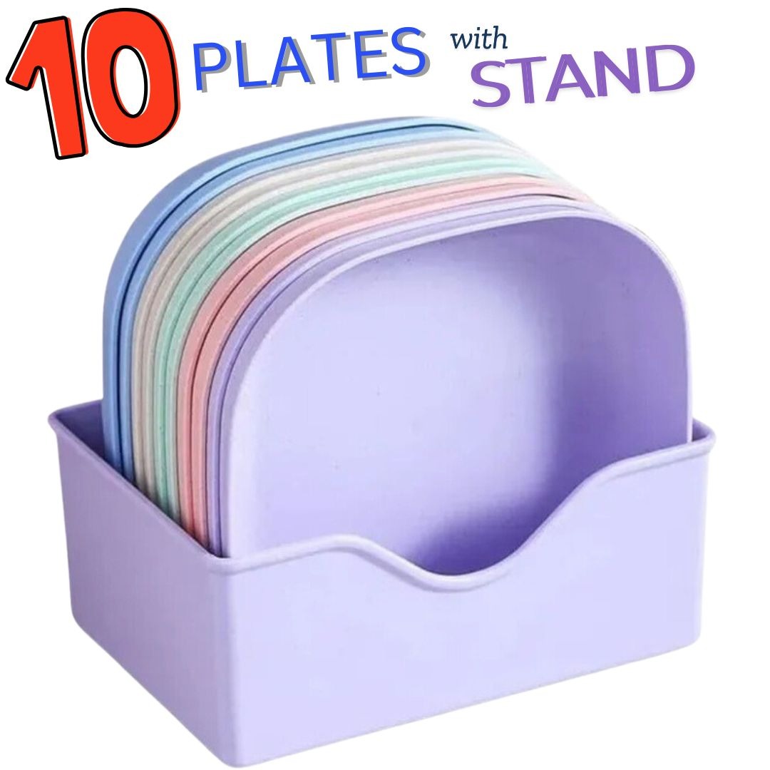 10 Creative Plates with Stand Multi-function Spit Bone Dish Household Plastic Spit Bone Dish Round Square Set - Image 9