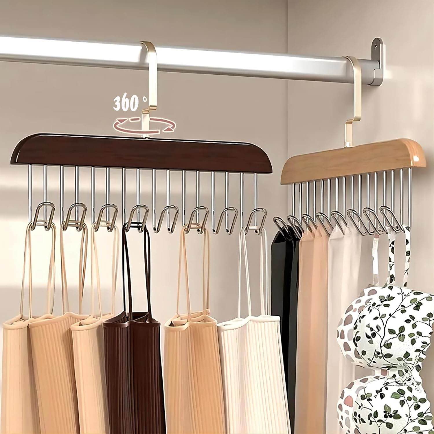 Multifunctional Non-Slip U-Shaped Wooden Clothes Hanger – Space Saving Hanger for Tank Tops, Bras, Underwear & Socks - Image 5
