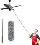 New High Quality Fan Cleaner Brush with Stainless Steel Long Rod Dust Cleaner Microfiber Feather Duster for Home Cleaning Accessories Spider Web Cleaner Stick Wall Cleaning Mop Extendable Duster Up to 8 Feet for Window Blinds, Furniture