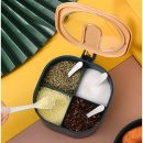4 In 1 Partition Kitchen Seasoning Box Masala Box Set 4 Grid Portion Spice Jar Container Square Pot Box Spice Rack Kitchen Storage 4 Compartments Salt Box Achar Jar Dry Fruits Box Soup Spices