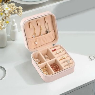 Small Jewellery Box - Mini Travel Jewellery Boxes Case, Portable Faux Leather Jewellery Storage Box Organiser for Women Girls