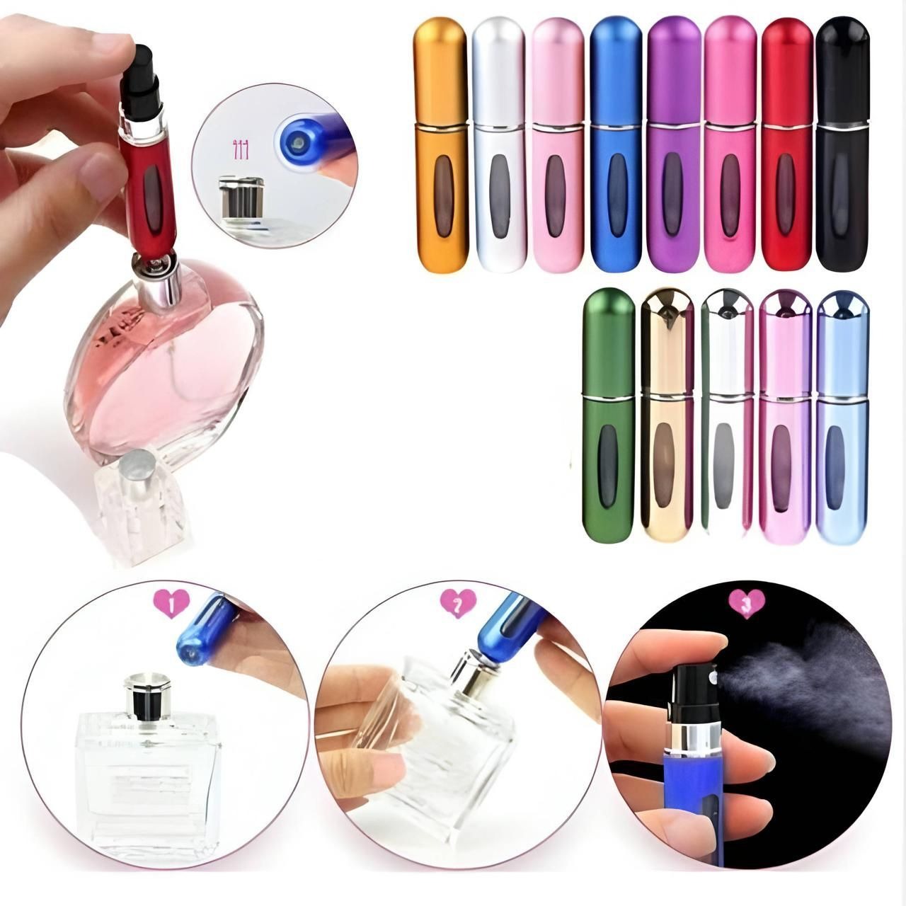Mini Perfume Refillable Bottle for Travel, Pocket Perfume Bottle, Atomizer Perfume, Spray Scent Pump, 5ml Multicolor