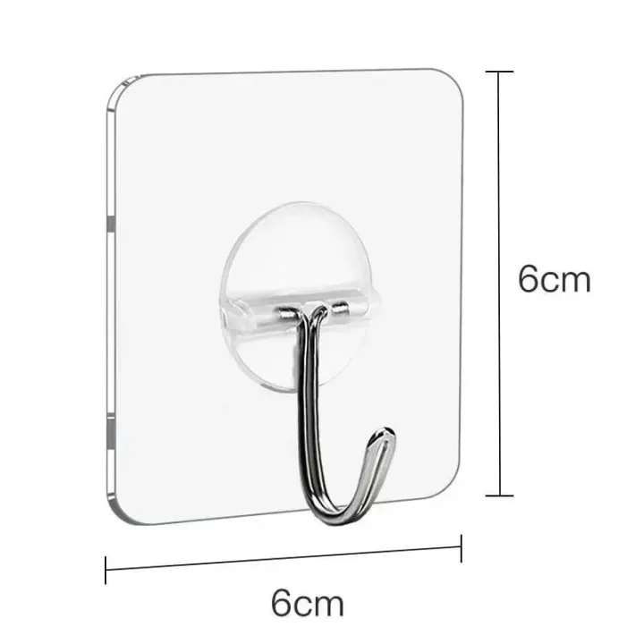 10pcs Transparent Stainless Steel Strong Self Adhesive Hooks Key Storage Hanger for Kitchen Bathroom Door Wall Multi-function - Image 5
