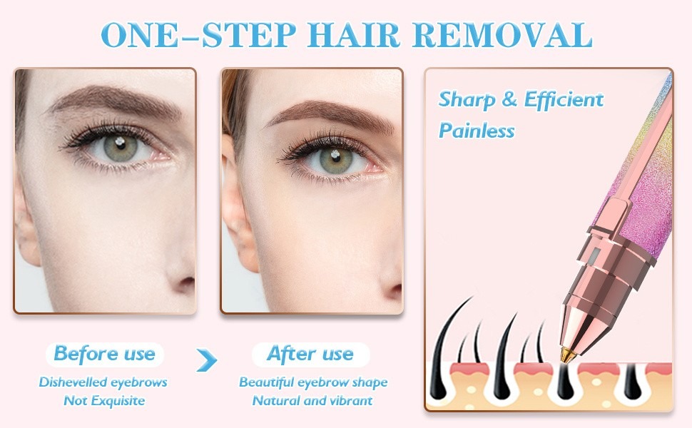 Rechargeable Flawless Hair Remover 2 in 1 Hair Remover Trimmer For Women, Electric Flawless Facial Machine Razor, Painless Eyebrow Removal Shaver Lip Chin Bikini Fuzz Mustache - Image 5