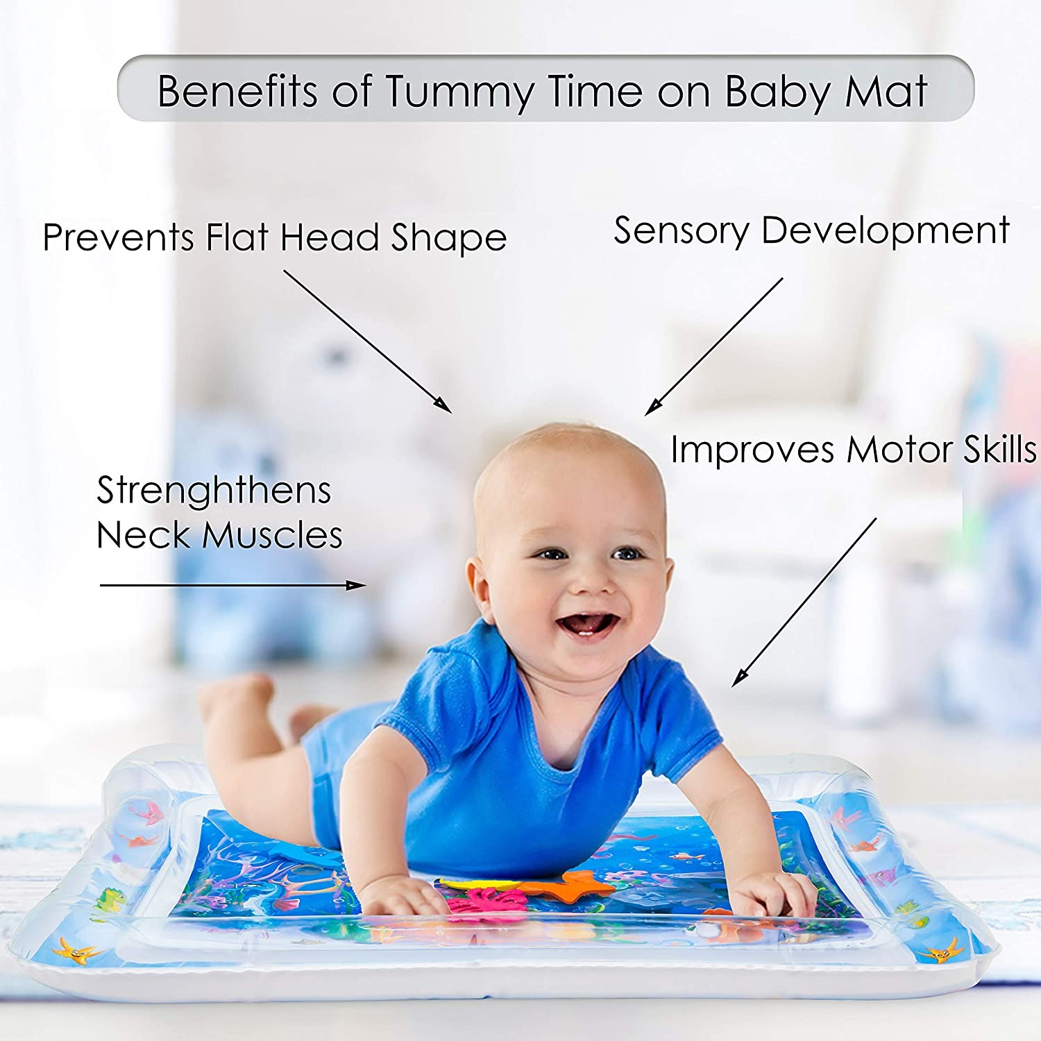 Inflatable Tummy Time Mat, Premium Baby Water Play Mat for Infants and Toddlers for 3 to 24 Months, Strengthen Your Baby's Muscles Water mat - Image 2