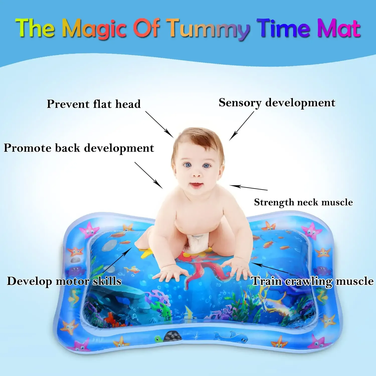 Inflatable Tummy Time Mat, Premium Baby Water Play Mat for Infants and Toddlers for 3 to 24 Months, Strengthen Your Baby's Muscles Water mat - Image 3