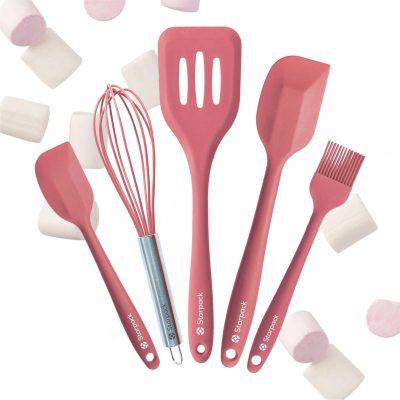 5Pcs Silicone Cooking Utensils Set Non-Stick Silicone Cake Spatula Cooking Shovel Whisk Oil Brush Flexible Kitchen Utensils Sets