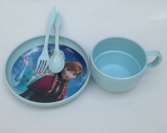 4Pcs Kids Dinner Set Plate Fork Bowl/Cup Set With Spoon - Image 5