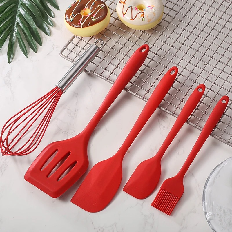 5Pcs Silicone Cooking Utensils Set Non-Stick Silicone Cake Spatula Cooking Shovel Whisk Oil Brush Flexible Kitchen Utensils Sets - Image 4