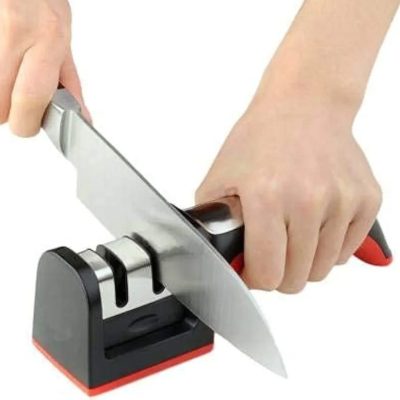 Kitchen Knife Sharpener Adjustable 3 Stage Manual Knives and Scissor Sharpener - Professional Blade Sharpening Tool with Sharpener Stone