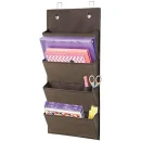 Soft Fabric Wall Mount/Over Door Hanging Storage Organizer - 4 Large Cascading Pockets - Holds Office Supplies, Planners, File Folders, Notebooks